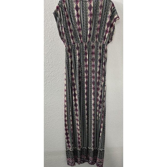 5th & Love Short Sleeve V-Neck Geometric Sheath‎ Maxi Dress Sz L Boho Cottage - Picture 9 of 10